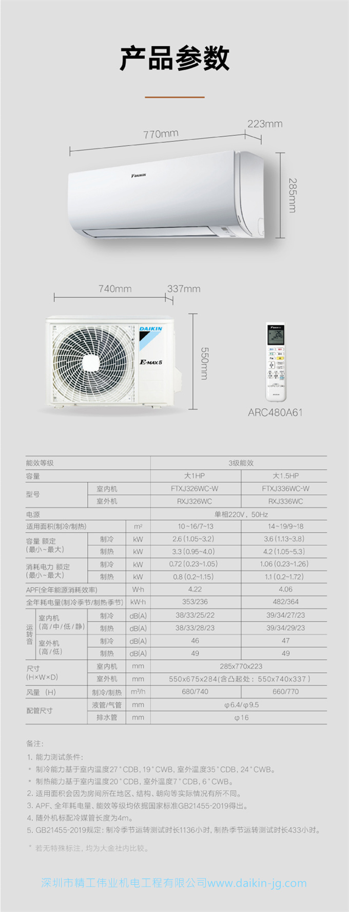 Daikin/大金FTXJ326WC-W大1匹變頻靜音冷暖家用臥室空調(diào)壁掛機(jī)(圖12)