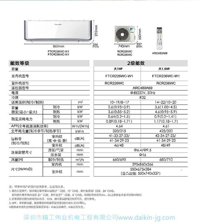 Daikin/大金FTCR236WC-W1+ATXS336WC-W變頻冷暖家用空調(diào)組合套裝(圖5)